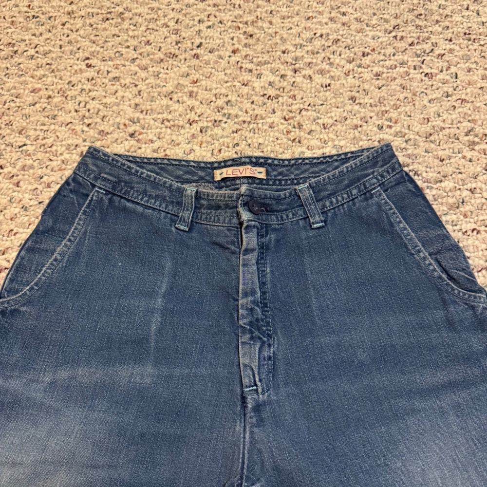 Vintage 80s Levis High Waisted Straight Leg Mom Jeans Medium Wash Blue 27x28.5 - Picture 5 of 13